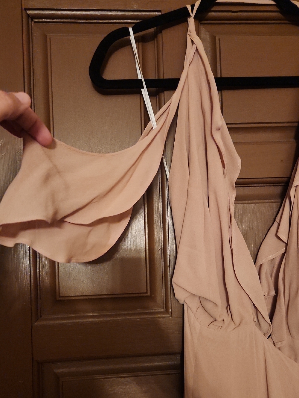 Reformation Tan Ruffle Deep-V Maxi Dress - Picture 4 of 6
